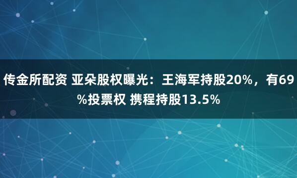 传金所配资 亚朵股权曝光：王海军持股20%，有69%投票权 携程持股13.5%