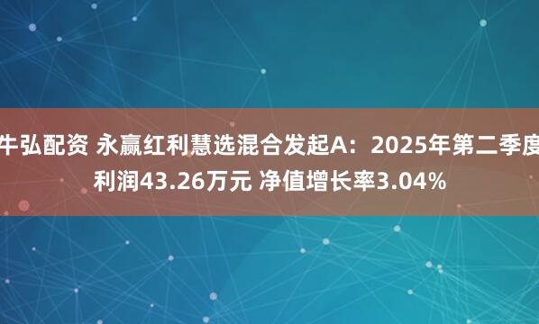 牛弘配资 永赢红利慧选混合发起A：2025年第二季度利润43.26万元 净值增长率3.04%