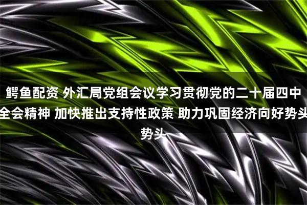 鳄鱼配资 外汇局党组会议学习贯彻党的二十届四中全会精神 加快推出支持性政策 助力巩固经济向好势头